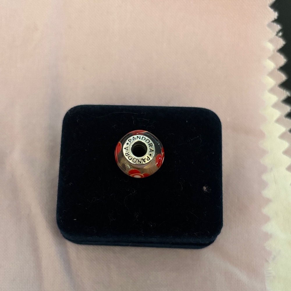 Pandora Red and Silver with pink Charm Bead